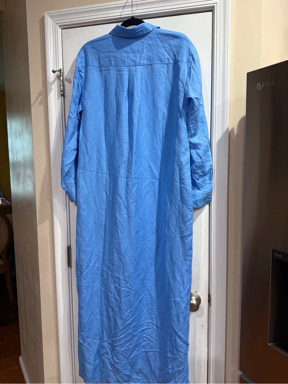 LOFT Light Blue long sleeves Linen  Button-Up Shirt Dress - Picture 10 of 10